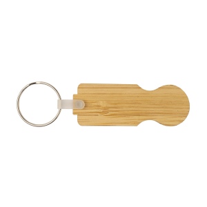 Jeton de caddie en bambou avec porte-clés 5