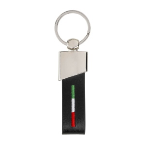 Porte-clés en PU avec surpiqûres aux couleurs de l'Italie et plaque métallique chromée 3