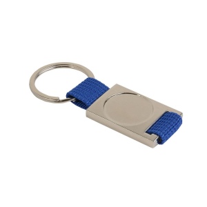 Porte-clés en metal et nylon. Centre à personnaliser avec logo en résin 3