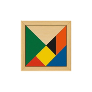 Jeu de tangram en bois coloré, 7 pièces, avec pochette en coton 3