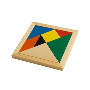 Jeu de tangram en bois coloré, 7 pièces, avec pochette en coton 2