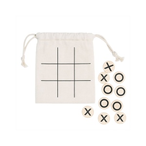 Jeu de morpion en bois avec pochette en coton 3