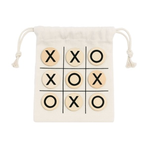Jeu de morpion en bois avec pochette en coton 4