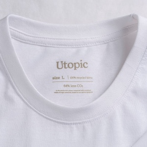 T-shirt unisexe blanc en coton et polyester régénérés de 145 g/m2 6