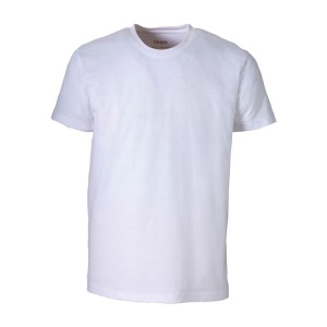 T-shirt unisexe blanc en coton et polyester régénérés de 145 g/m2
