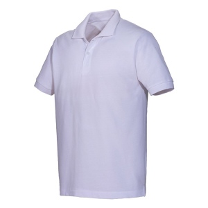 Polo unisexe blanc en coton et polyester régénérés de 200 g/m2 5
