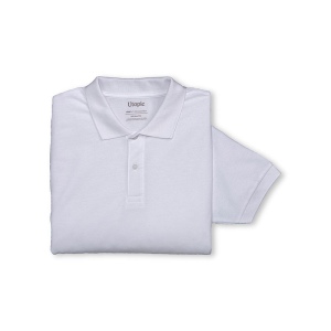 Polo unisexe blanc en coton et polyester régénérés de 200 g/m2 6