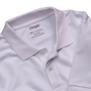 Polo unisexe blanc en coton et polyester régénérés de 200 g/m2 7