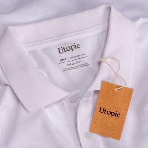 Polo unisexe blanc en coton et polyester régénérés de 200 g/m2 8