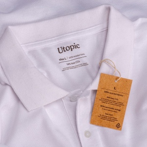 Polo unisexe blanc en coton et polyester régénérés de 200 g/m2 9