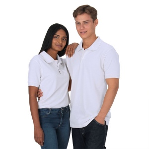 Polo unisexe blanc en coton et polyester régénérés de 200 g/m2 10