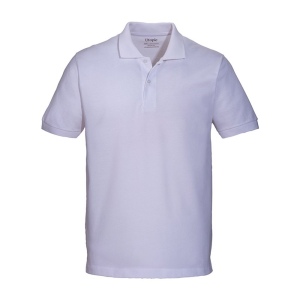 Polo unisexe blanc en coton et polyester régénérés de 200 g/m2 2