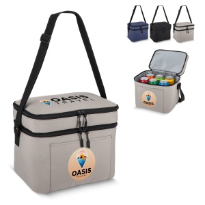 Sac isotherme à double compartiment en R-PET 600D, 30 x 20 x 25 cm, 12 litres.