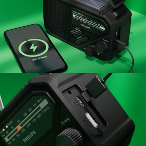 Radio d'urgence Philips TAR1609 avec tuner analogique FM/AM et lampe de poche 10