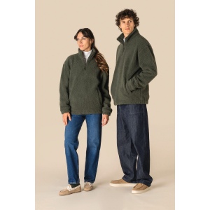 Sweat-shirt 1/4 zip à épaules tombantes en sherpa unisexe 5