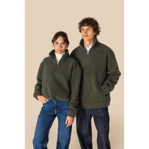 Sweat-shirt 1/4 zip à épaules tombantes en sherpa unisexe 6