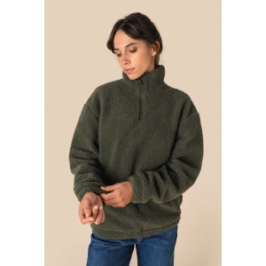 Sweat-shirt 1/4 zip à épaules tombantes en sherpa unisexe 7