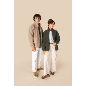 Sweat-shirt zippé à épaules tombantes en sherpa unisexe 5