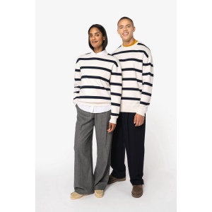 Sweat-shirt écoresponsable à col rond à rayures et épaules tombantes unisexe 4