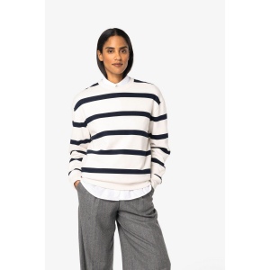 Sweat-shirt écoresponsable à col rond à rayures et épaules tombantes unisexe 7