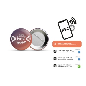 Badge bouton avec puce nfc - 58 mm 3