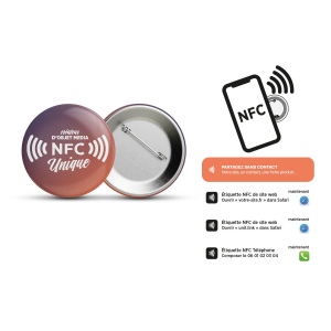 Badge bouton avec puce nfc - 58 mm