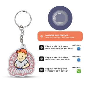 Porte-clés pvc souple 2d avec puce nfc - 30 mm 2