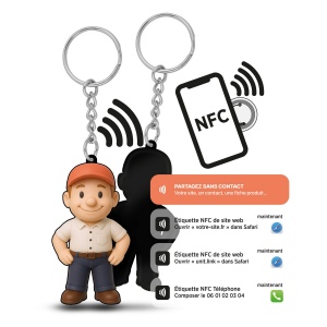 Porte-clés pvc souple 3d avec puce nfc - 40 mm 3