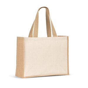 HELSINQUE. Sac en toile (320 g/m²), avec fond et côtés en jute laminé (350 g/m²) dans des tons naturels 2