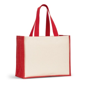 HELSINQUE COLOUR. Sac en toile (320 g/m²), avec fond et côtés en jute laminé (350 g/m²) de couleur 4