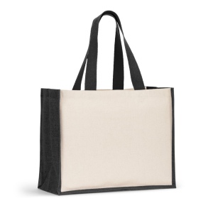 HELSINQUE COLOUR. Sac en toile (320 g/m²), avec fond et côtés en jute laminé (350 g/m²) de couleur 2