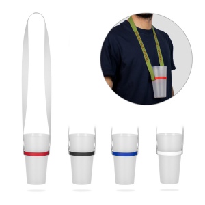 ROTHERHAM. Lanyard de sublimation en polyester recyclé (100% rPET) avec support de gobelet en silicone