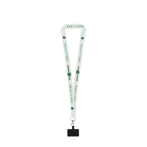 HARLOW. Lanyard de sublimation en polyester avec mousqueton, fermoir de sécurité et support pour smartphone