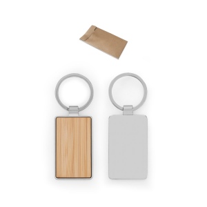 GASTON RECTANGULAR. Porte-clés rectangulaire en zinc et bambou