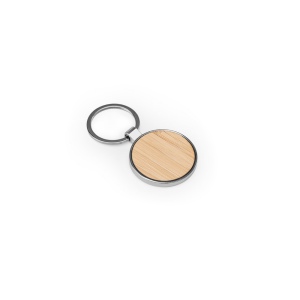 GASTON ROUND. Porte-clés rond en zinc et bambou 2