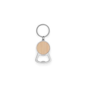 MEEKO. Porte-clés en fer de forme ronde en zinc et bambou 3