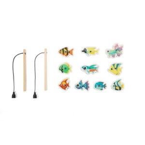 FISHY. Jeu de pêche composé de 10 poissons en bois, idéal pour les enfants 3