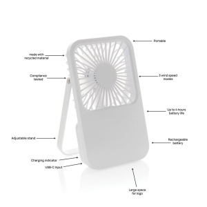 Ventilateur de bureau en plastique recyclé RCS Aervina 22