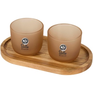 Plateau de service en bois et tasses en verre Male 7