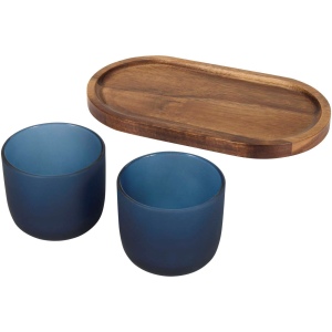Plateau de service en bois et tasses en verre Male 8