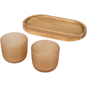 Plateau de service en bois et tasses en verre Male 9