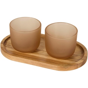 Plateau de service en bois et tasses en verre Male 3