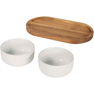 Ensemble plateau en bois et bols de service en céramique Noa 5
