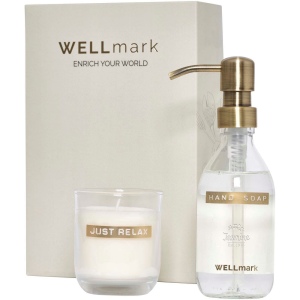 Distributeur de savon pour les mains de 250 ml et ensemble de bougies parfumées de 150 g Wellmark Discovery- parfum linge frais 7