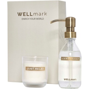 Distributeur de savon pour les mains de 250 ml et ensemble de bougies parfumées de 150 g Wellmark Discovery- parfum linge frais 4
