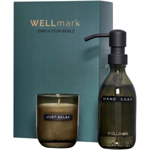 Distributeur de savon pour les mains de 250 ml et ensemble de bougies parfumées de 150 g Wellmark Discovery- parfum linge frais