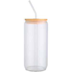 Pot de 500 ml en verre borosilicate Mirage simple paroi avec couvercle en bambou 3
