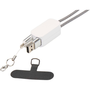 Tour de cou pour smartphone Anser en plastique recyclé avec câble intégré 5 en 1 de 27 W 21