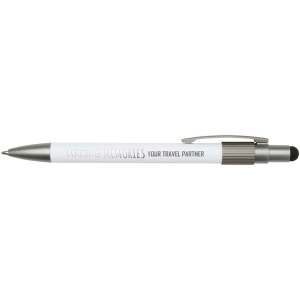 Stylo bille recyclé RCS avec stylet et toupie antistress (encre noire) Rill 19