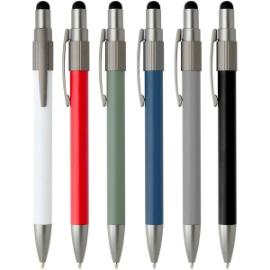 Stylo bille recyclé RCS avec stylet et toupie antistress (encre noire) Rill 40